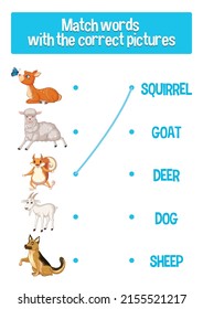 Worksheet design for matching words illustration