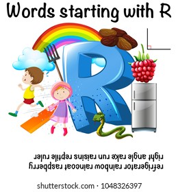 Worksheet design for words starting with R illustration