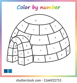 Worksheet for education. painting page, color by numbers.  Game for preschool kids.