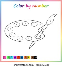 Worksheet for education. painting page, color by numbers.  Game for preschool kids.