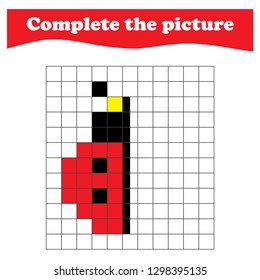 Hoja de cálculo.Juego educativo para niños. Completar la imagen