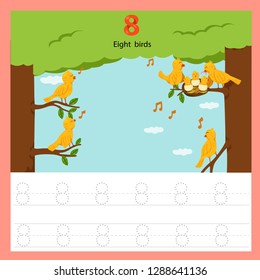worksheet of Eight birds