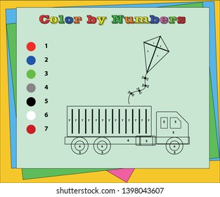 Worksheet with exercises for children with multiplication by ten. Need to solve examples and paint the turtle in relevant colors. Vector cartoon image.Educational coloring page for preschool kids.