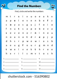 worksheet - find the numbers and write them worksheet for preschool kids