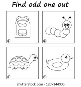 Worksheet. Find odd one out - game for kids. Visual Educational Game for children.