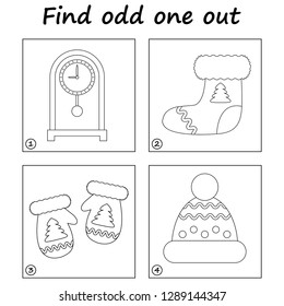 Worksheet. Find odd one out - game for kids. Visual Educational Game for children.