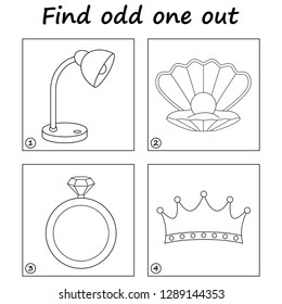 Worksheet. Find odd one out - game for kids. Visual Educational Game for children.