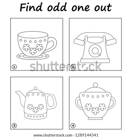 Worksheet. Find odd one out - game for kids. Visual Educational Game for children.