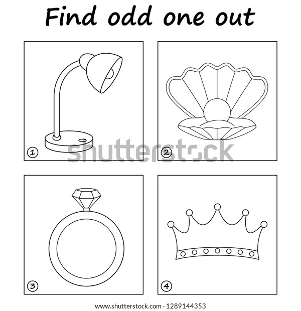 Worksheet Find Odd One Out Game Stock Vector Royalty Free 1289144353