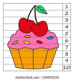 Worksheet. Game for kids, children. Math Puzzles. Cut and complete. Learning mathematics. 