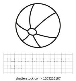 Worksheet. Game for kids - coloring book,  improving skills tasks, tracing dashed lines, vector.