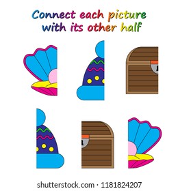 Worksheet. game for kids. Connect each picture with its other half.    Educational game for children. 