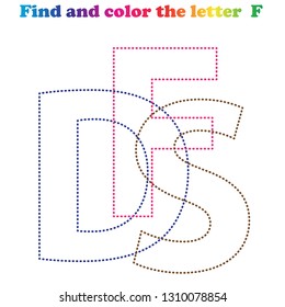 Worksheet. Game for kids - find and color the LETTER. Learning letters.