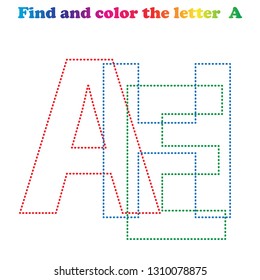 Worksheet. Game for kids - find and color the LETTER. Learning letters.