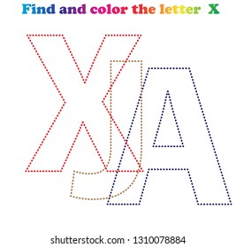 Worksheet. Game for kids - find and color the LETTER. Learning letters.