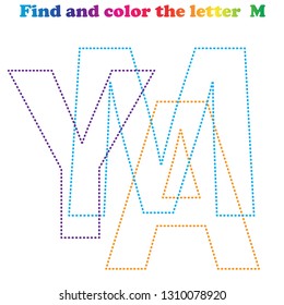 Worksheet. Game for kids - find and color the LETTER. Learning letters.