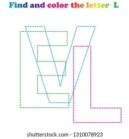 Worksheet. Game for kids - find and color the LETTER. Learning letters.