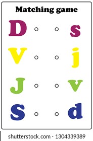 Worksheet. Game for kids. Matching game - learning letters. Task for children. 
