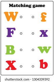 Worksheet. Game for kids. Matching game - learning letters. Task for children. 
