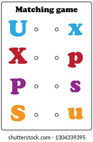 Worksheet. Game for kids. Matching game - learning letters. Task for children. 
