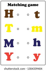 Worksheet. Game for kids. Matching game - learning letters. Task for children. 
