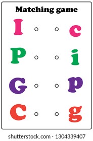 Worksheet. Game for kids. Matching game - learning letters. Task for children. 
