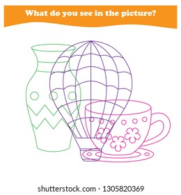 Worksheet. Game for kids - what do you see. tasks for addition  for preschool  children.