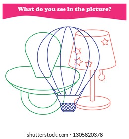 Worksheet. Game for kids - what do you see. tasks for addition  for preschool  children.