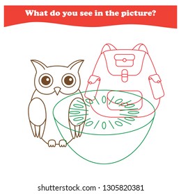 Worksheet. Game for kids - what do you see. tasks for addition  for preschool  children.