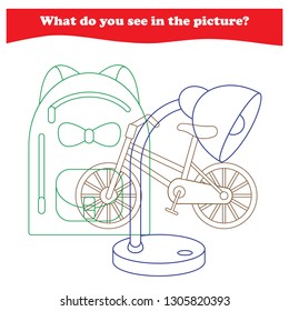 Worksheet. Game for kids - what do you see. tasks for addition  for preschool  children.