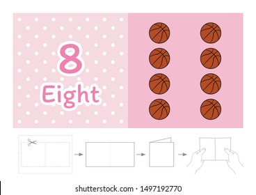 worksheet for kindergarten kids, Count the number of objects, Learn the numbers vector