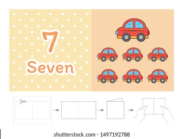 worksheet for kindergarten kids, Count the number of objects, Learn the numbers vector