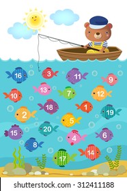 Worksheet for kindergarten kids to learn counting number with cute bear