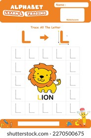 WORKSHEET LEARN AND TRACE ALPABET FOR KINDERGARTEN 