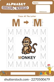 WORKSHEET LEARN AND TRACE ALPABET FOR KINDERGARTEN 