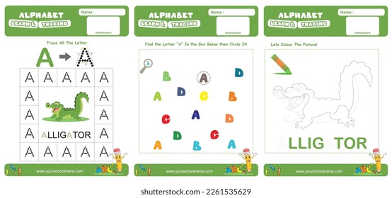 worksheet Learn and Trace Alphabet for activity kids