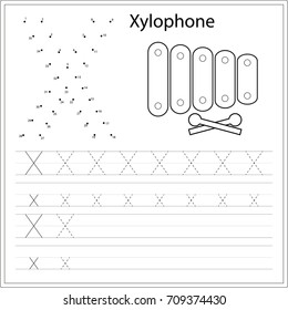 Worksheet.  Learning alphabet. Game for kids, children. Learning a letter .  Painting page.  Vector illustration. 