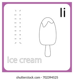 worksheet . Learning alphabet. worksheet  for preschool children, kids. Learning a letter i .  Painting page.  Vector illustration. 