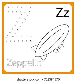 worksheet . Learning alphabet. worksheet  for preschool children, kids. Learning a letter Z .  Painting page.  Vector illustration. 