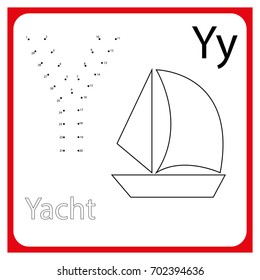 worksheet . Learning alphabet. worksheet  for preschool children, kids. Learning a letter Y .  Painting page.  Vector illustration. 