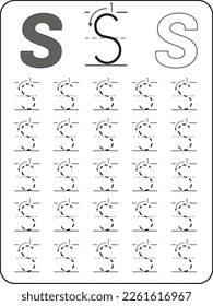Arbeitsblatt zum Erlernen des Alphabets. Alphabet Tracing Worksheet. Aktivität für Vorschulen und Kindergarten. Buchstaben A-Z. Englisch für Kinder. Handschrift für Kinder.ABC Aktivitäten und Übungen für Kinder