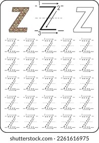 Worksheet for learning the alphabet. Alphabet Tracing Worksheet. Activity for pre-schoolers and kindergarten. Letters A-Z. English for kids. Hand Writing for kids.ABC Activities and Exercises for kids