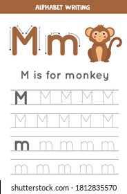 Worksheet Learning Alphabet Tracing Letter M Stock Vector (Royalty Free ...