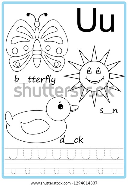 Download Worksheet Learning Letters Coloring Book Alphabet Stock Vector Royalty Free 1294014337