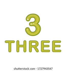 Worksheet for learning numbers. Number 3.