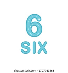 Worksheet for learning numbers. Number 6.