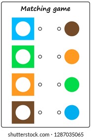 worksheet. Matching game for kids. Learning colors.