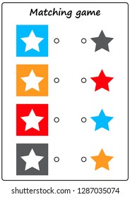 worksheet. Matching game for kids. Learning colors.