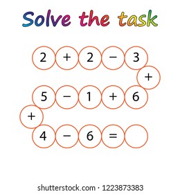 Worksheet. Mathematical puzzle game. Learning mathematics, tasks for addition  for preschool  children. worksheet for preschool kids - vector
