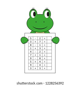 Worksheet. Mathematical puzzle game. Learning mathematics, tasks for addition  for preschool  children. worksheet for preschool kids - vector
